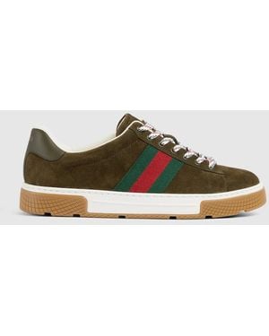 Gucci Ace Sneakers With Web - Green