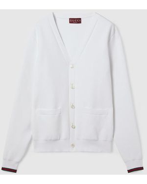 Gucci Cotton Piquet Knit Cardigan - White