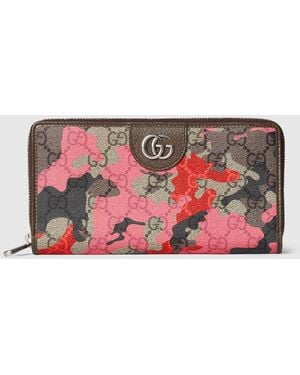 Gucci Gg Zip-Around Wallet, Gg Canvas - Pink