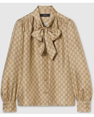 Gucci Printed Silk Twill Shirt - Natural