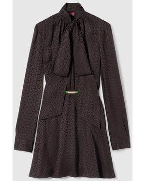 Gucci Horsebit Silk Jacquard Dress - Black