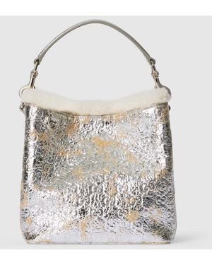 Gucci Gg Emblem Small Bucket Bag, Leather - White