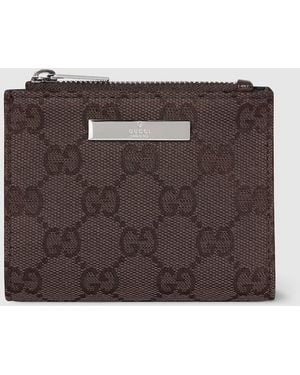 Gucci Small Wallet With Plaque - Brown