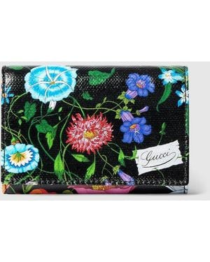 Gucci Flora-Motif Bi-Fold Card Case - Green