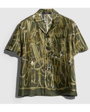 Gucci Printed Silk Bowling Shirt - Green