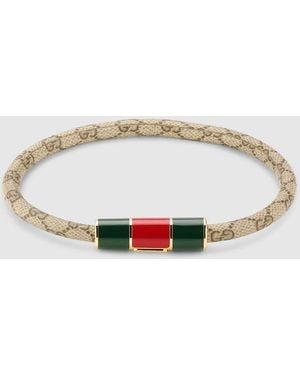Gucci Bracelet With Enamel Web Tag - Metallic