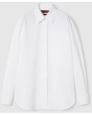 Gucci ロゴ コットンポプリン シャツ, ホワイト, ウェア