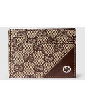 Gucci Card Case Wallet With Interlocking G - Brown