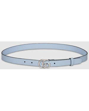 Gucci ダブルG スリムベルト, ブルー, レザー