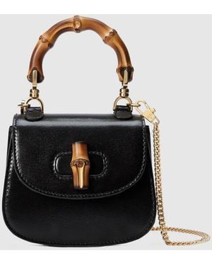 Gucci 〔グッチ バンブー 1947〕スーパーミニバッグ, ブラック, Leather