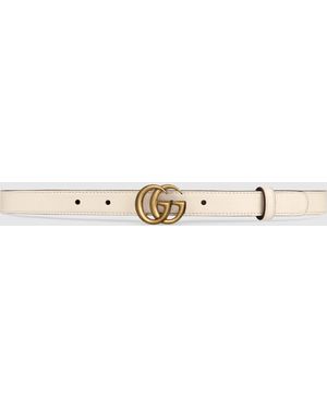 Gucci 【公式】 (グッチ)レザー ベルト(ダブルg バックル)ホワイト レザーホワイト - ナチュラル