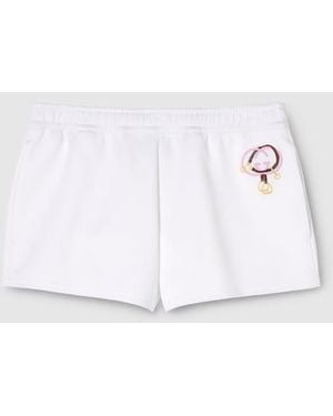 Gucci Cotton Jersey Shorts With Embroidery - White