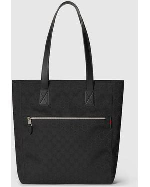Gucci Ggキャンバス ミディアム トートバッグ, ブラック, Ggキャンバス