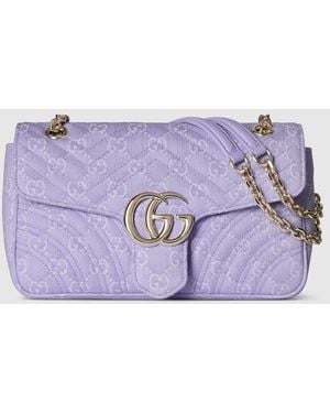 Gucci 〔Ggマーモント〕ミディアム ショルダーバッグ, パープル, レザー