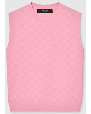 Gucci Gg Fine Fabric Jacquard Vest - Pink