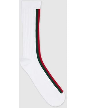 Gucci Cotton Socks With Web, Size M, Fabric - White