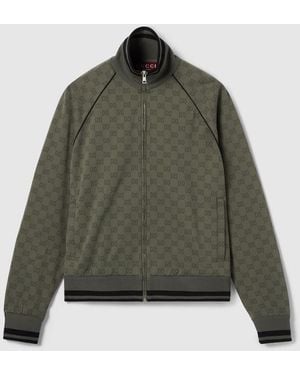 Gucci Gg Jersey Jacquard Zip Jacket - Green
