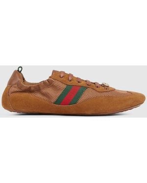 Gucci Shift Sneaker, Size 34 It - Brown