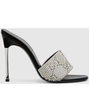 Gucci Crystal Bombshell Slide Sandal, Fabric - White