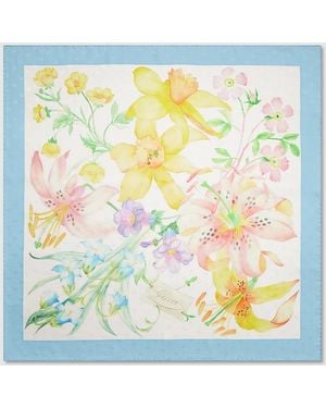 Gucci Printed Double G Silk Carré - Yellow