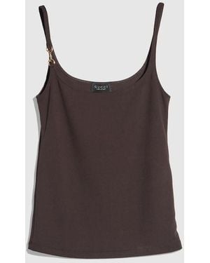 Gucci Viscose Crêpe Jersey Top With Horsebit, Size L, Ready-To-Wear - Brown