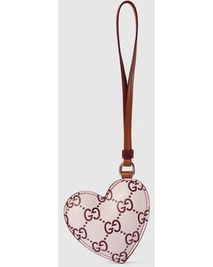 Gucci ハート シェイプ バッグ チャーム, ピンク, レザー