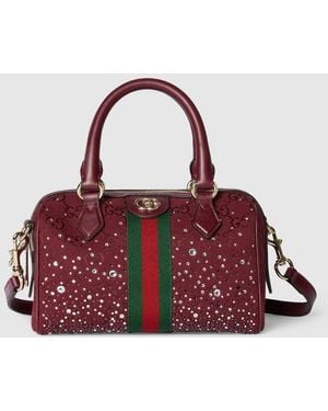Gucci Ophidia Crystals Small Boston Bag - Red