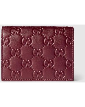 Gucci 〔Ggエンブレム〕スモールウォレット, ボルドー, レザー - レッド