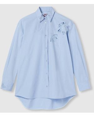 Gucci Cotton Poplin Shirt With Embroidery - Blue