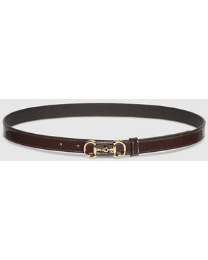 Gucci Thin Belt With Horsebit Buckle, Size 75, Leather - Brown
