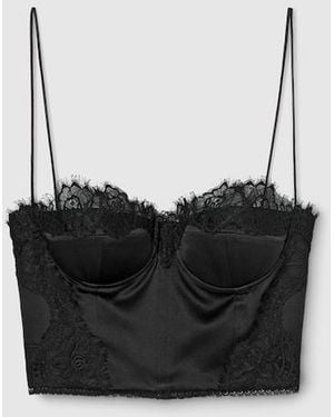 Gucci Embroidered Silk Satin Top - Black