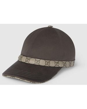 Gucci ダブルG付き コットン ベースボールキャップ, ブラウン, コットン