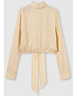 Gucci Gg Silk Jacquard Blouse - Natural