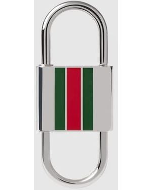 Gucci Key Chain With Web Enamel, Metal - White