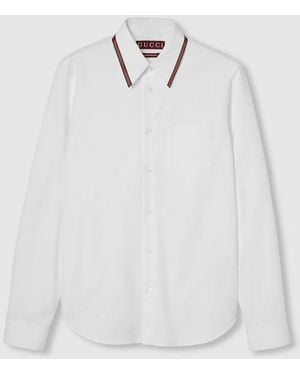 Gucci Oxford Cotton Shirt With Web - White