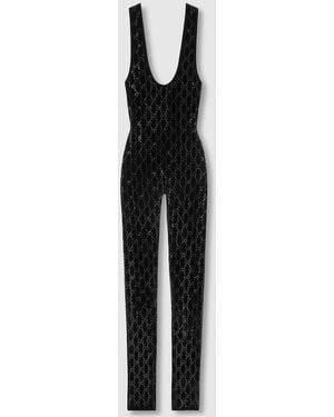 Gucci Gg Crystal Embroidered Jumpsuit, Ready-To-Wear - Black