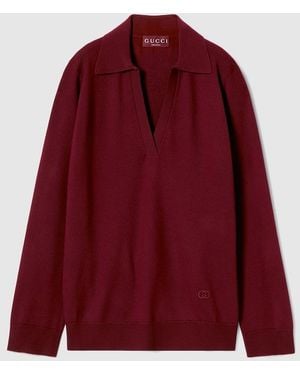 Gucci Extra Fine Wool Polo Top - Red