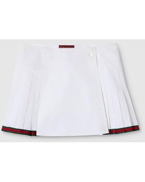 Gucci Heavy Cotton Poplin Pleated Skirt - White