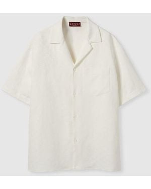 Gucci Linen Blend Gg Canvas Shirt - White