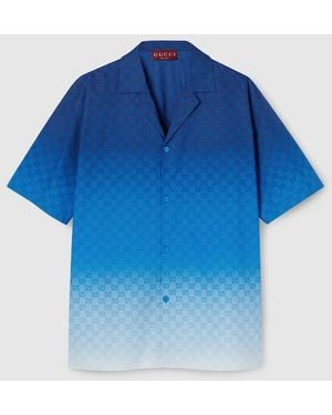 Gucci Printed Cotton Poplin Bowling Shirt, Ready-To-Wear - Blue