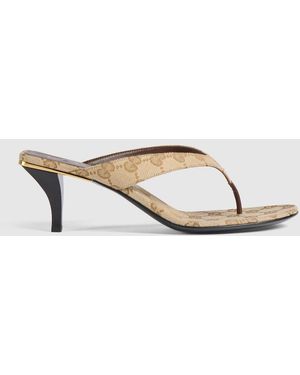 Gucci Vittoria Thong, Gg Canvas - Metallic