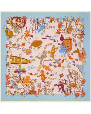 Gucci Printed Silk Carré - Orange