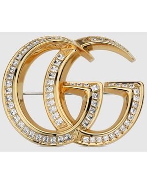 Gucci Gg Marmont Crystal Brooch - Metallic