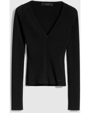 Gucci Rib Viscose Top Zip Cardigan, Size L, Ready-To-Wear - Black