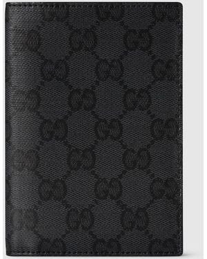 Gucci Essence Classic Passport Case, Original Gg Fabric - Black