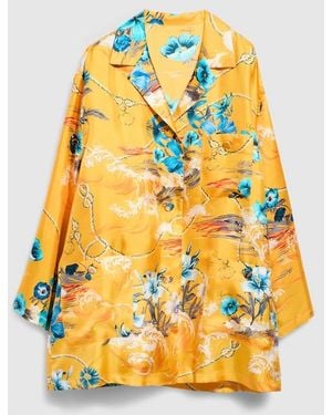 Gucci Printed Silk Twill Shirt - Yellow