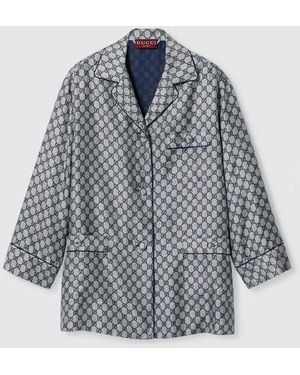 Gucci Gg Silk Twill Shirt - Gray