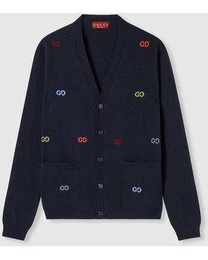 GUCCI ネイビー GGロゴ カーディガン　カシミア　ジャガード Gucci ネイビー GGロゴ カーディガン GUCCI ネイビー GGロゴ