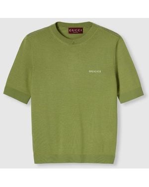 GUCCI★グッチ★素敵！Short Sleeve Two-Piece Cashmere Top 628389_XKBH9_2184_001_100_0000