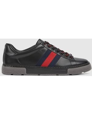 Gucci Ace Sneakers With Web - Black